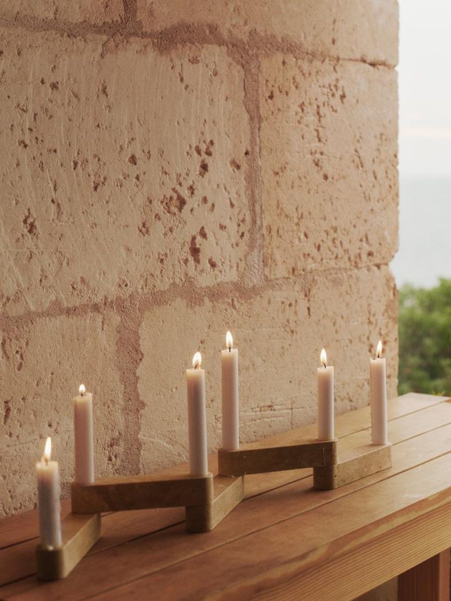 Newel Modular Candle Holder,  Sett av 6 - Travertin