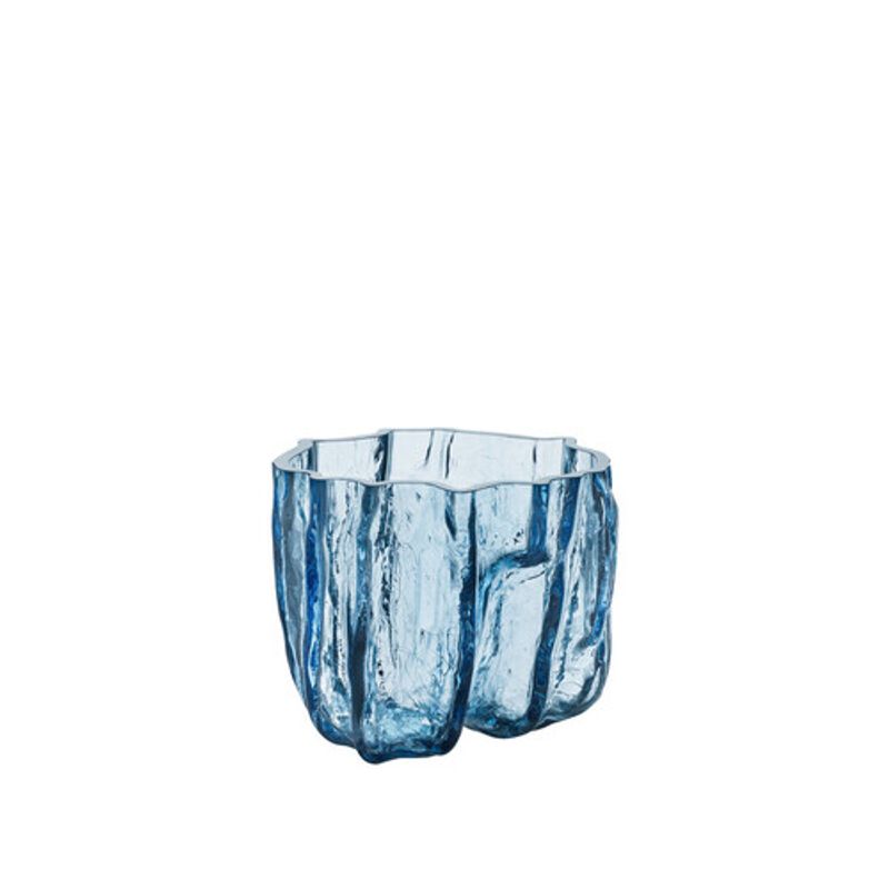 Crackle Vase, circular/blå