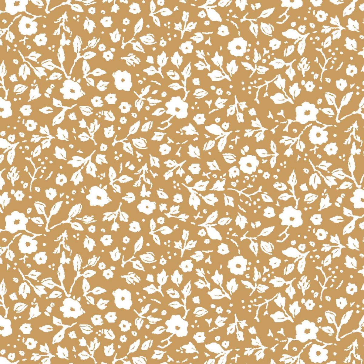 Serviett 12,5x12,5 - Sennepsfarget med hvite blomster