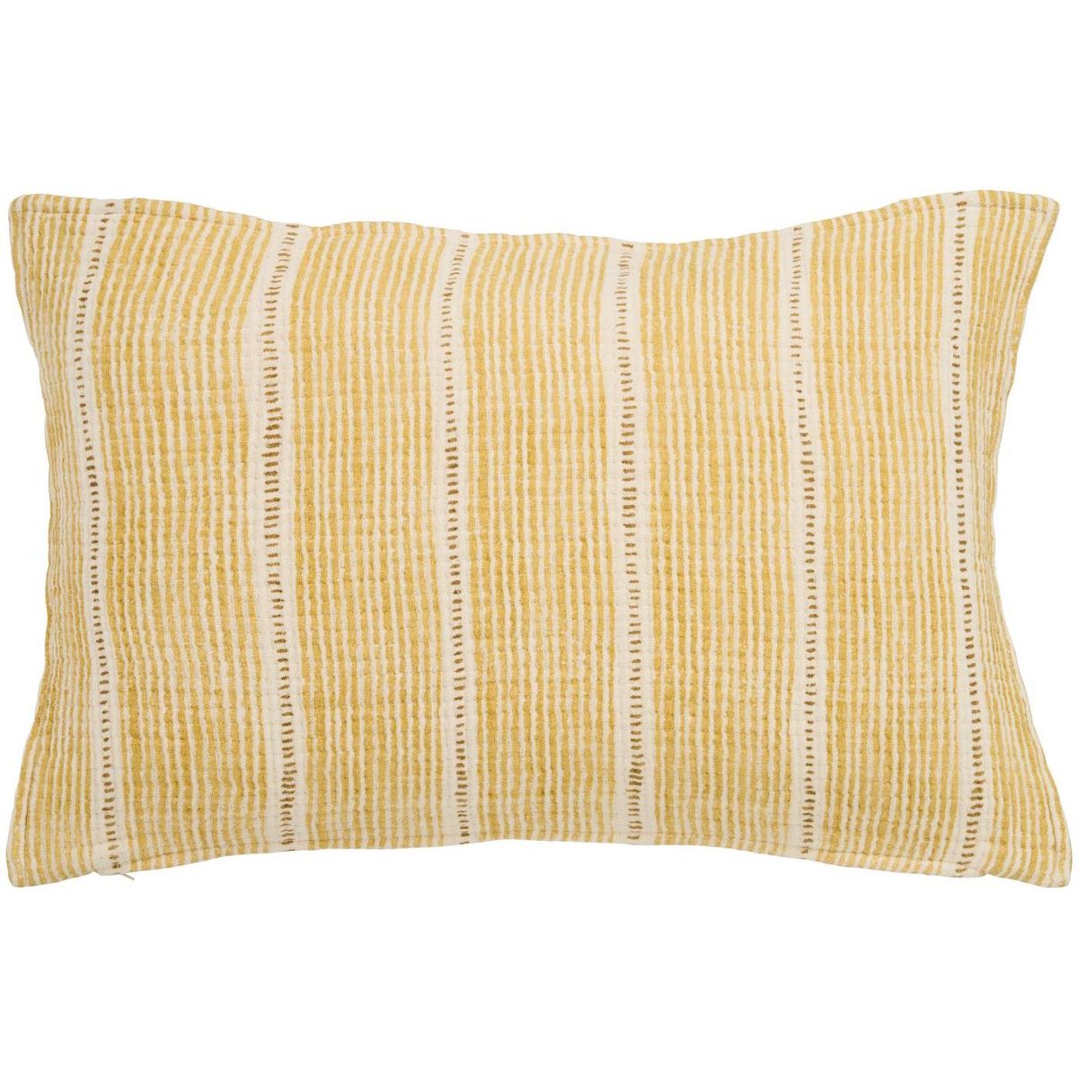Putetrekk 40x60 - Offwhite med sennepsfargede striper