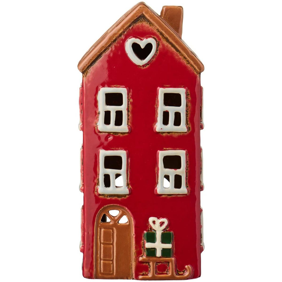 Pepperkakehus telys, med kjelke