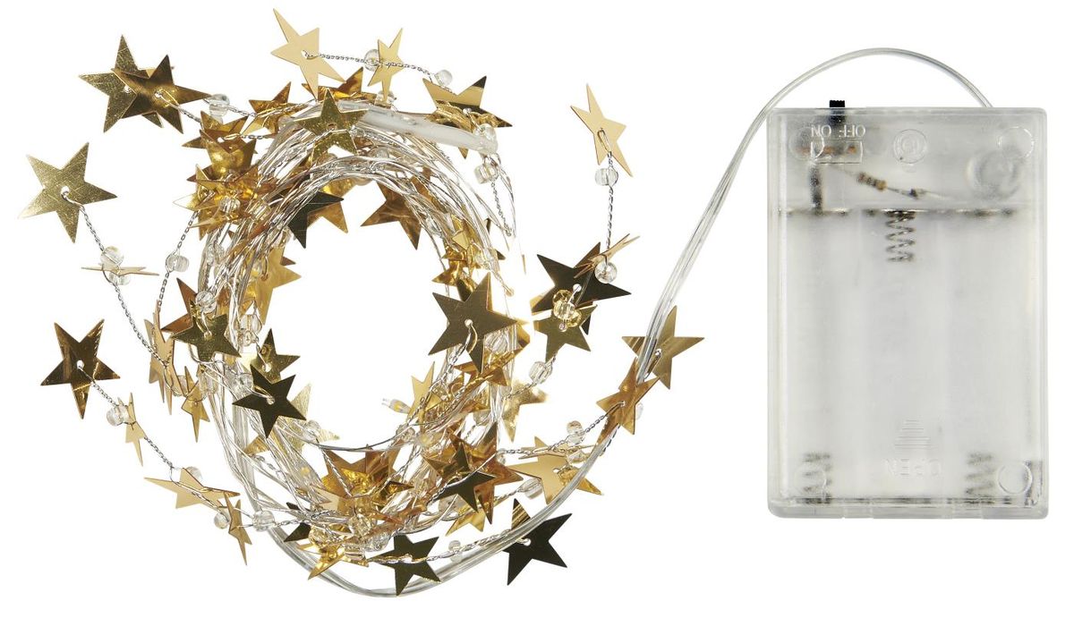 Lyslenke med 20 gyldne stjerner - innendørs