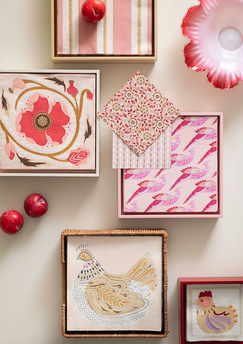 Serviett 20x20 cm -  Paradise Bird Pink