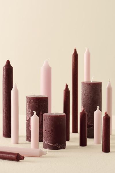 Hovedbilde Rustikk Kubbelys 10 cm - Bordeaux