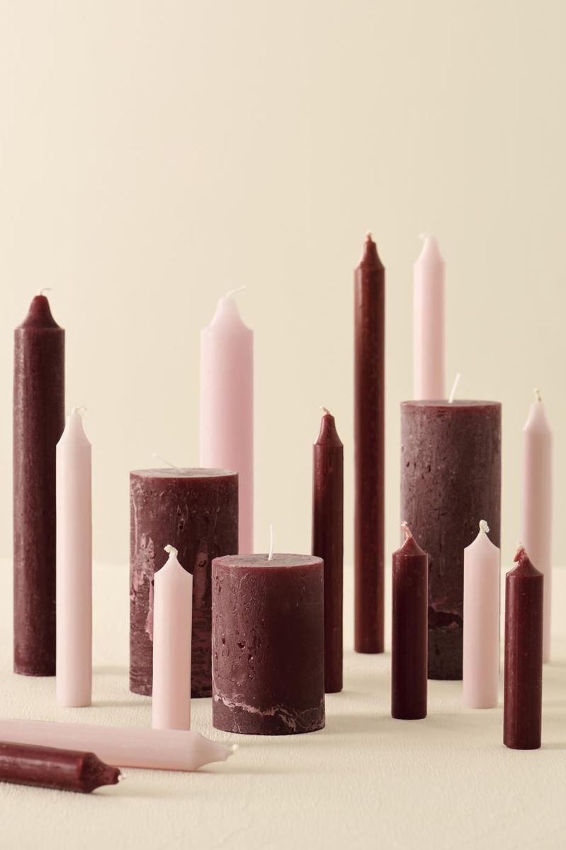 Rustikk Kubbelys 10 cm - Dyp rød