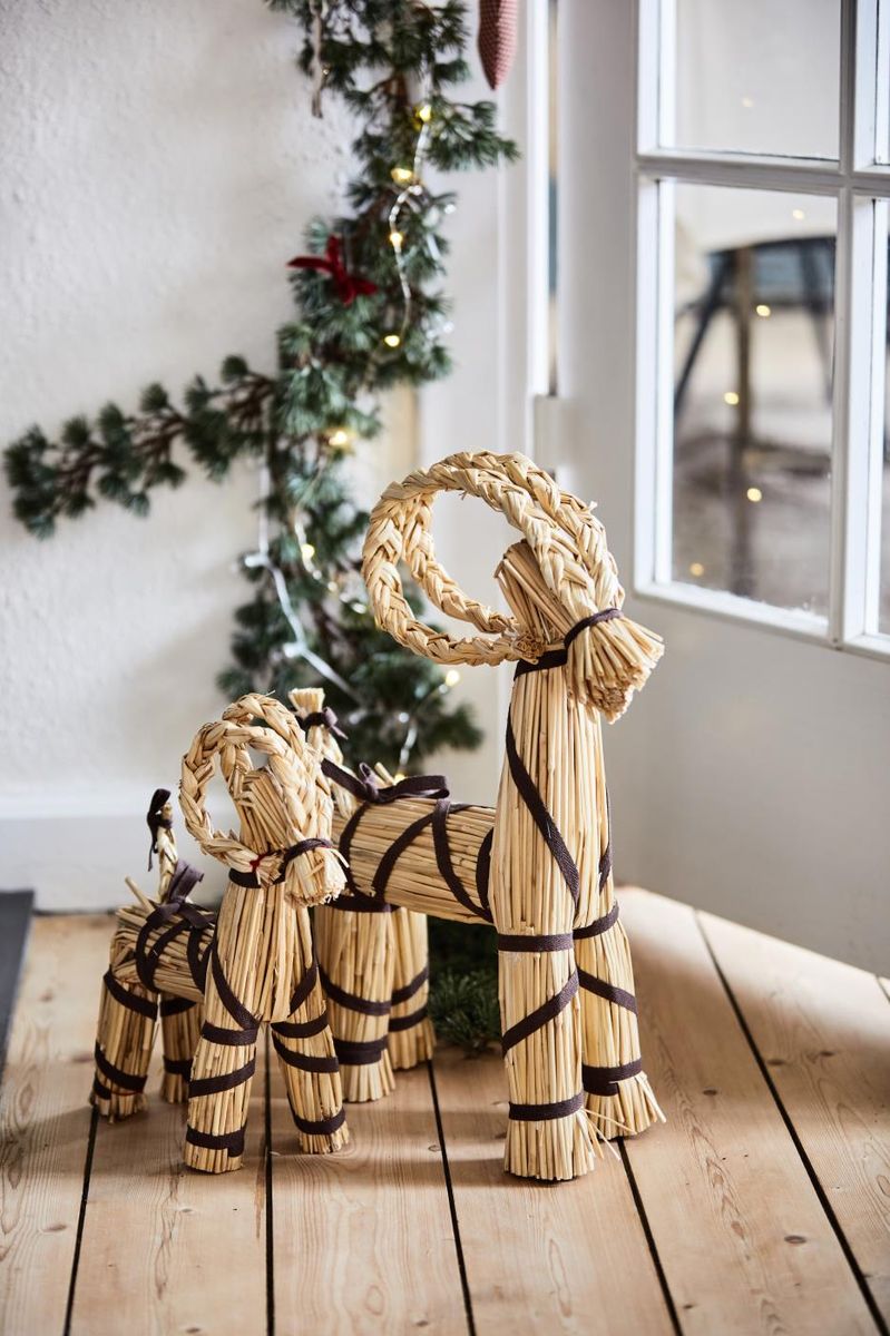 Stor julebukk med brunt bånd - H: 63 cm