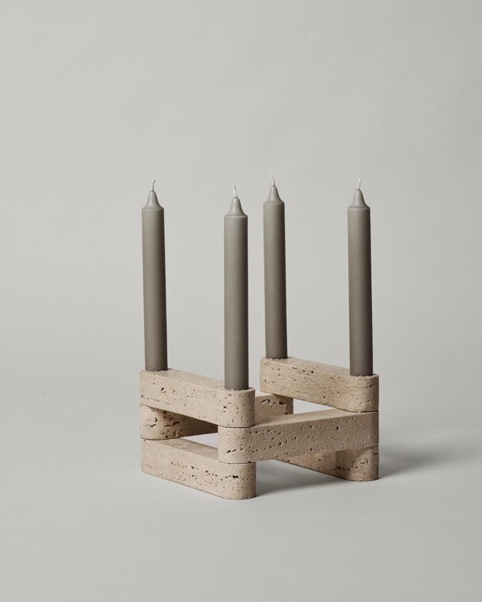 Newel Modular Candle Holder,  Sett av 6 - Travertin