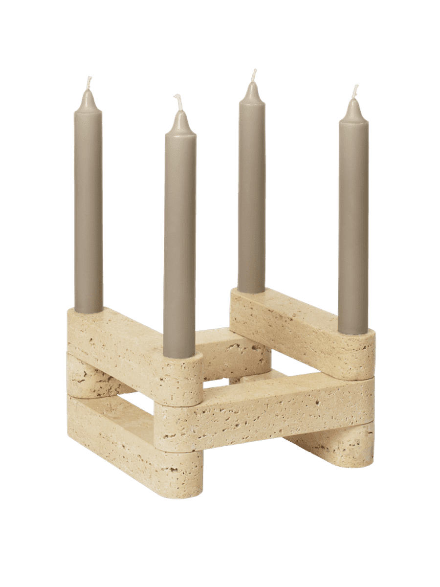 Newel Modular Candle Holder,  Sett av 6 - Travertin
