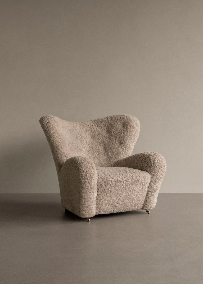 The Tired Man Lounge Chair. Sheepskin Moonlight