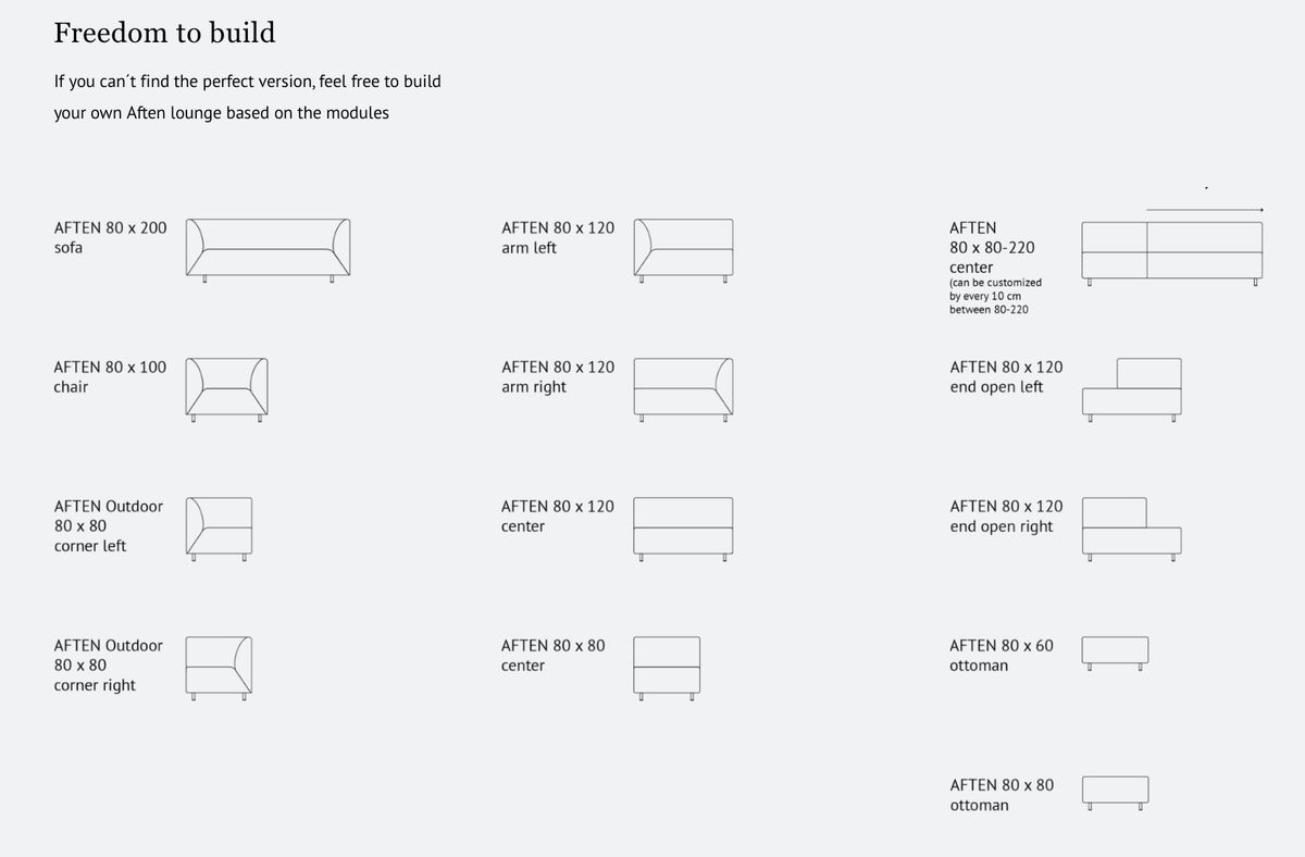 Aften 3 seters sofa v. 23, 80x240 cm